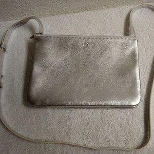 Celine Paris Metallic Silver Trio Crossbody